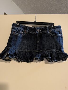 Bluenotes Dark Blue Denim Skirt with Embroidered Waist